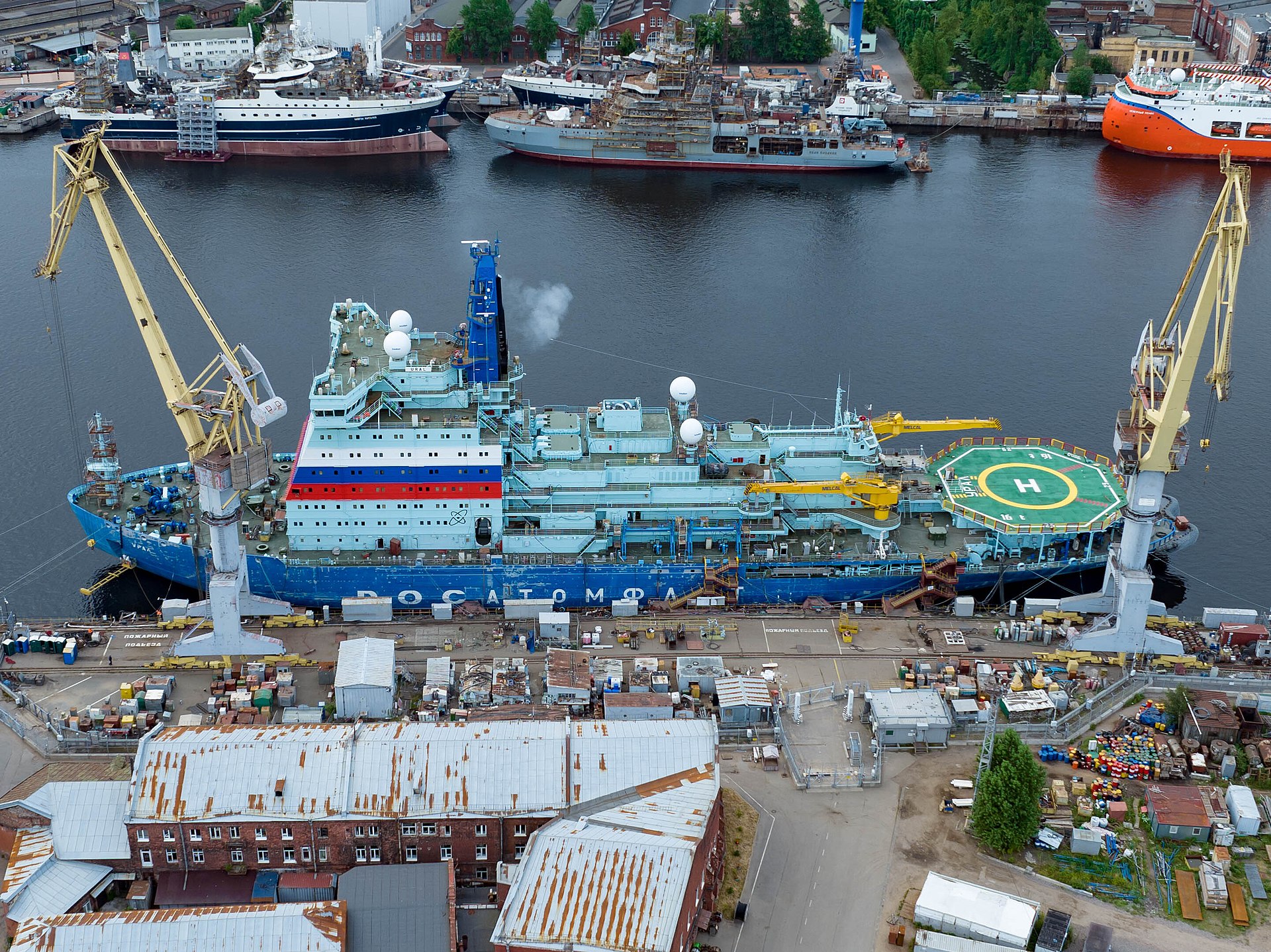 nuclear-powered icebreaker ural at the baltic shipyard in st petersburg