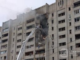 russia's morning strike kharkiv high-rise kills two men wounds 21 · post firefighters work damaged after russian kharkiv's saltivka district 9 2026 2 syniehubov 5458525575338203373 ukraine news ukrainian reports