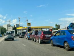 cars queue at an atan fuel station in occupied sevastopol in july 2026