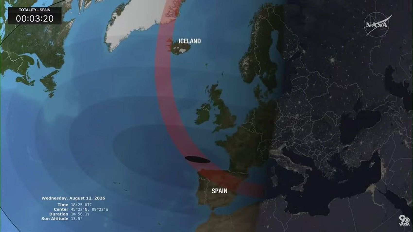 During the eclipse broadcast, NASA depicted Crimea as Russian on 12 August 2026. Photo: Screenshot from NASA's broadcast