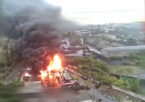 Aftermath of a strike on Russian fuel infrastructure during the Hell-2 operation in occupied Donetsk Oblast. 2026. Screenshot: National Guard of Ukraine