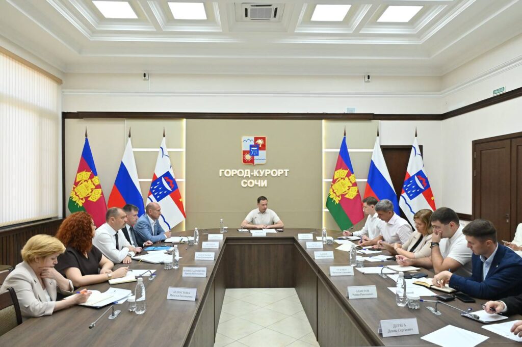 sochi mayor andrei proshuning with city officials