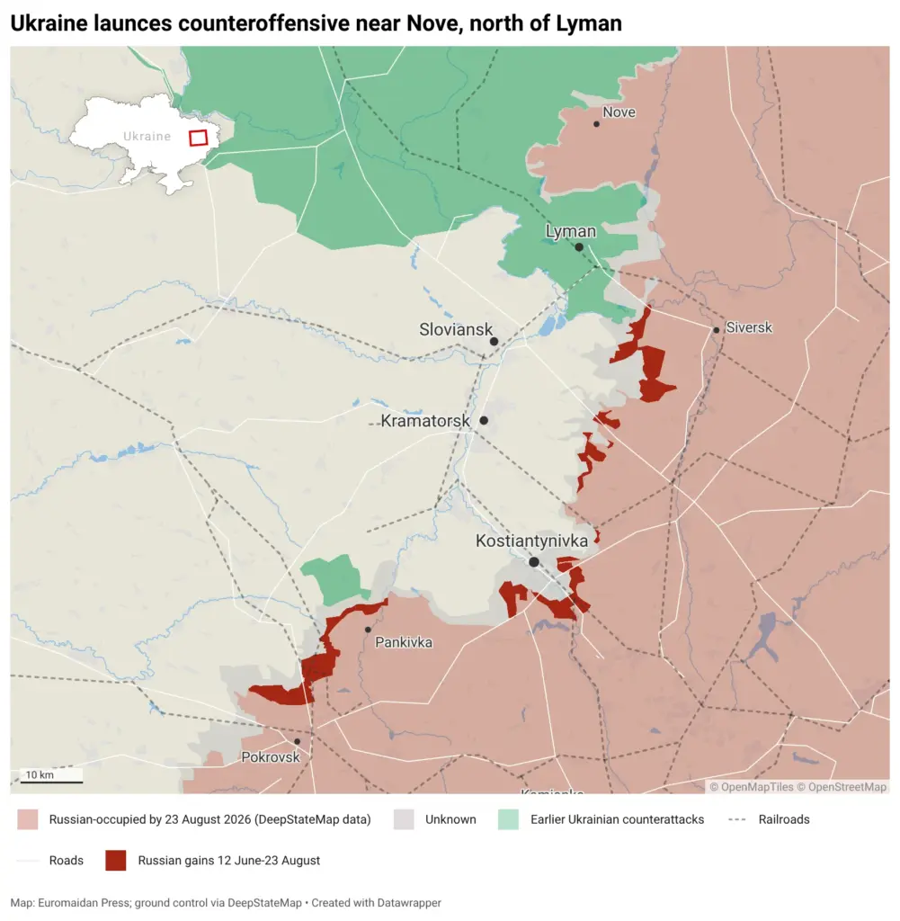 Situation near Nove as of 23 August 