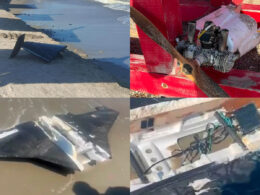 Drone debris washed ashore in Romania after Russian attacks on Ukraine, 13-14 August 2026. Photos: Radu Miruță
