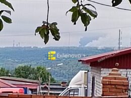 russia's number two online retailer reports drone attacks logistics hubs regions · post smoke rising beyond residential area blagoveshchensk bashkortostan russia 27 2026 exilenova ukraine news ukrainian