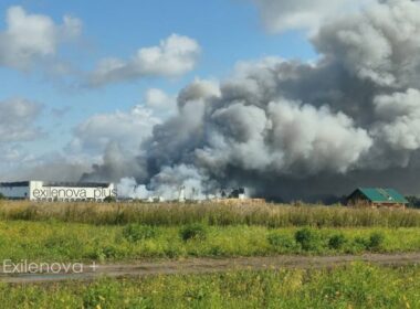 warehouse built hold 54 million items fire tambov oblast russia · post burned-out buildings wildberries logistics center kotovsk 26 2026 exilenova+ ukraine news ukrainian reports