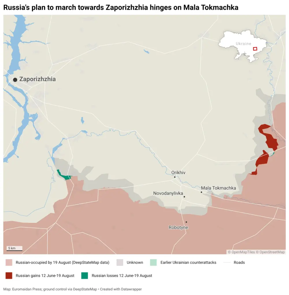 Russia's plan to march towards Zaporizhzhia hinges on Mala Tokmachka