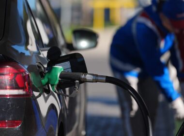 a car refuels at a gas station russia as gasoline shortage deepens