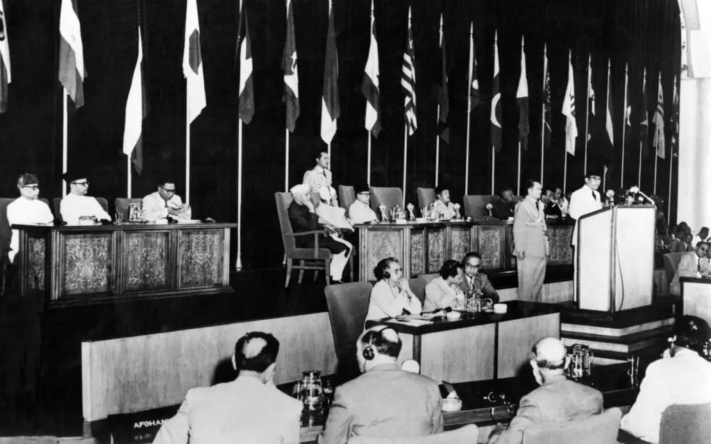 The 1955 Bandung Conference brought together 29 Asian and African states seeking cooperation outside the great-power blocs and a common language of sovereignty and anti-colonialism. It became a defining moment in postcolonial politics and helped inspire the Non-Aligned Movement.