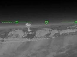 Smoke rises from a Russian Bastion missile system position in occupied Crimea after a Ukrainian strike on 16 August 2026. Screenshot from video: Ukrainian Navy