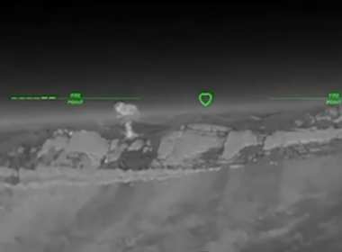 Smoke rises from a Russian Bastion missile system position in occupied Crimea after a Ukrainian strike on 16 August 2026. Screenshot from video: Ukrainian Navy