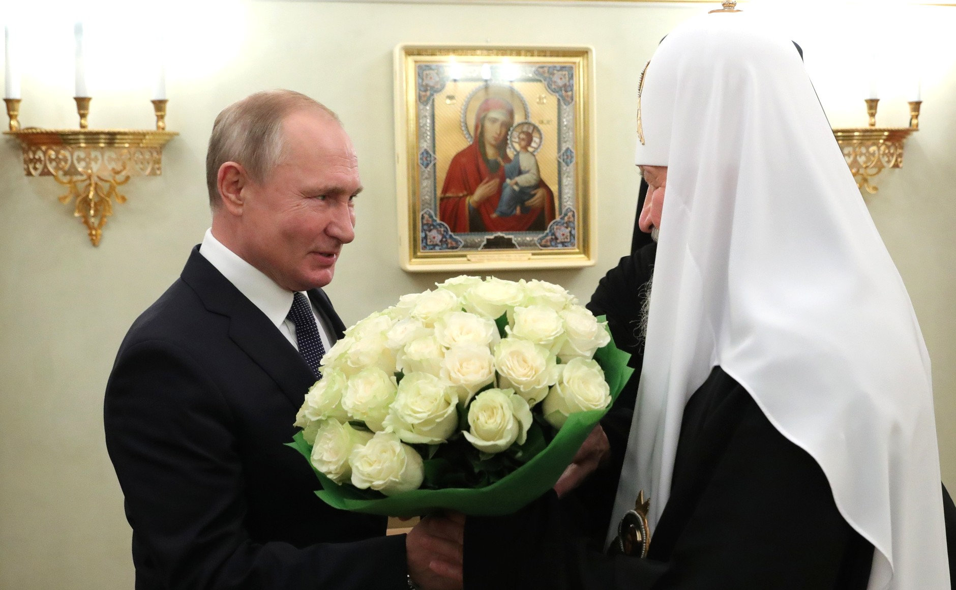 President of Russia Vladimir Putin congratulates Russian Patriarch Kirill on his birthday, 2019. Photo: kremlin.ru
