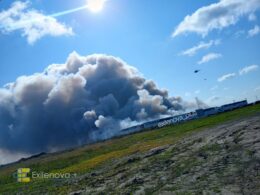 warehouse built hold 54 million items fire tambov oblast russia · post helicopter carrying water bucket above burning wildberries logistics center kotovsk 26 2026 exilenova+ ukraine news ukrainian reports