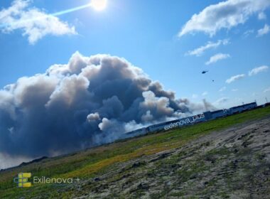 warehouse built hold 54 million items fire tambov oblast russia · post helicopter carrying water bucket above burning wildberries logistics center kotovsk 26 2026 exilenova+ ukraine news ukrainian reports