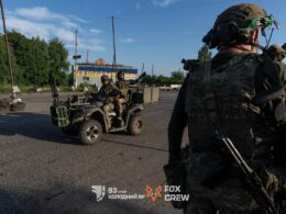 Soldiers of the 93rd Separate Mechanized Brigade’s Fox Crew prepare for a logistics run near the Kramatorsk–Kostiantynivka road in Donetsk Oblast. The unit, once focused on anti-tank warfare, now uses strike drones to disrupt Russian supply lines. Credit: 93rd Separate Mechanized Brigade / Fox Crew.