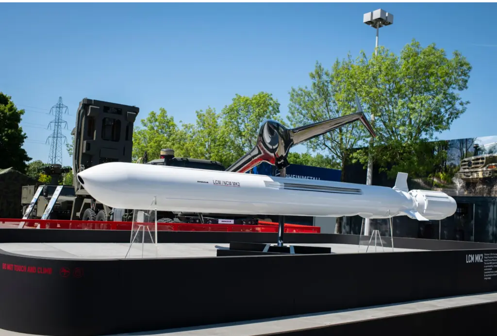 MBDA’s mobile Land Cruise Missile launcher, designed to deploy from an unprepared position in under 15 minutes with four missiles ready to fire. The system is expected to become available in 2029. Photo: MBDA-systems