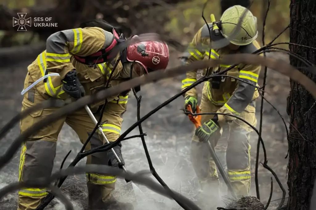 Ukrainian firefighters continue battling massive wildfires in France on 4 August 2026. Photo: SES