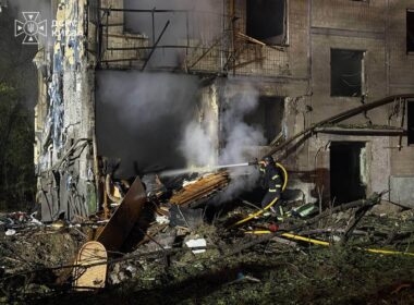 The aftermath on a Russian strike on a Kyiv residential building on 1 August 2026. Source: The Ukrainian State Emergency Service