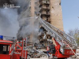 Ukrainian rescuers are working at the Russian strike on 4 August 2026, in Donetsk Oblast. Source: The State Emergency Service of Ukraine