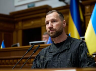 Yevhenii Khmara, Ukraine's new defense minister, on 19 August 2026, in Kyiv. Source: The Ukrainian Defense Ministry