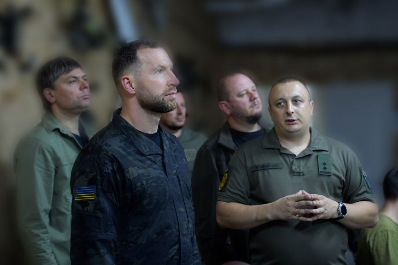 Ukrainian Defense Minister Yevhenii Khmara during his visit to Kherson on 28 July 2026. Source: Oleksandr Prokudin