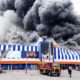 Fire at a shopping center in Zaporizhzhia, Ukraine, following a Russian drone strike on 28 August 2026. Photo: Ukraine’s State Emergency Service