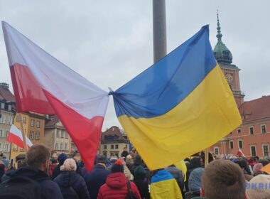 poland has squandered its role ukraine's western advocate polish journalist argues · post ukrainian flags knotted together rally support ukraine castle square warsaw 20 2022 news reports