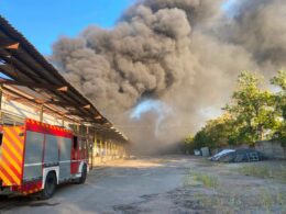 aid ukrainian red cross stockpiled winter kherson burned russian drone attack · post smoke rising over warehouse where caused fire 23 2026 fb kherson784818077_2 ukraine news reports