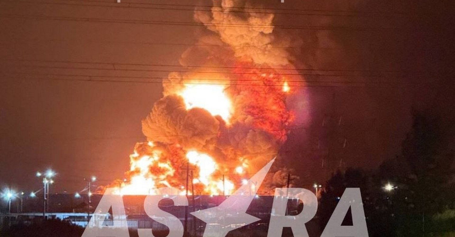 one russian warehouse smolders near kazakhstan while bigger fire rages st petersburg · post large complex kolpino area russia 23 2026 saint astra ukraine news ukrainian reports