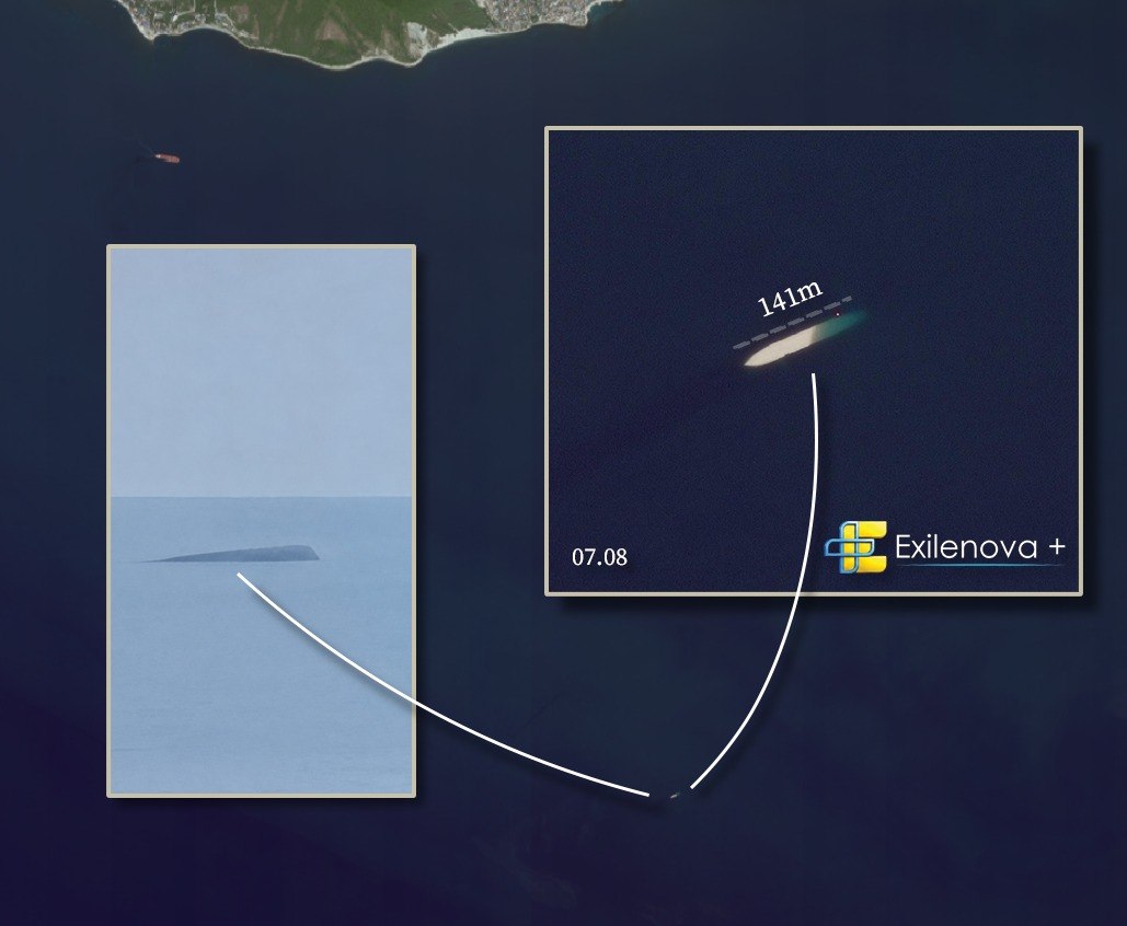 Sunken vessel near Novorossiysk. August 2026. Source: Exilenova+
