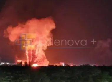 sea drones jet neptune missiles hit one russian port single night · post fire burns novorossiysk early hours 12 2026 пожежа у новоросійську ніч проти серпня фото exilenova+ ukraine news
