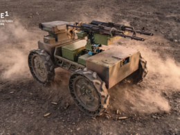 An unmanned ground vehicle with a turret for a Kalashnikov assault rifle. Photo: Brave1