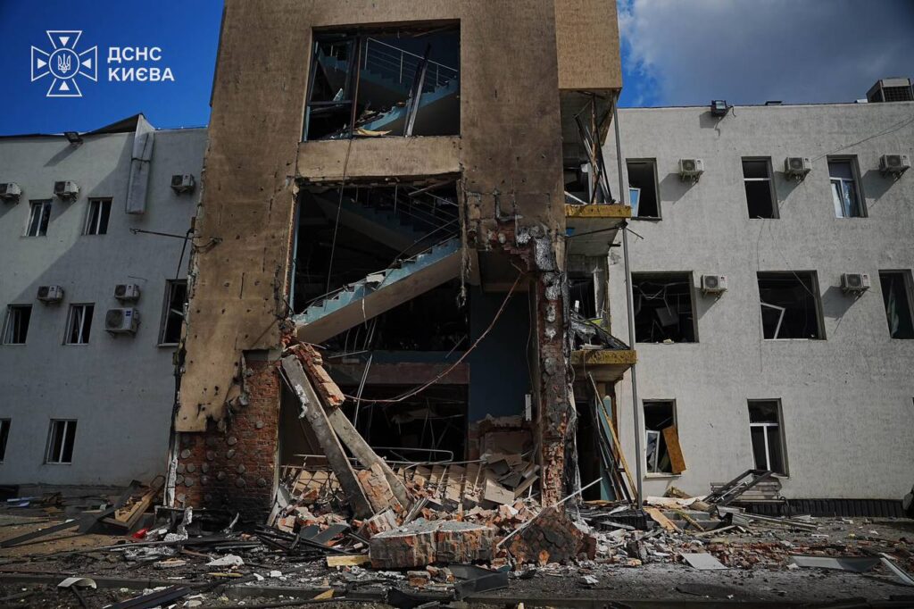 russian drone hit kyiv television newsroom while channel live air middle day · post damage business center housing my-ukraina channels after strike 8 2026 5260618747968429203 (1) ukraine news ukrainian reports
