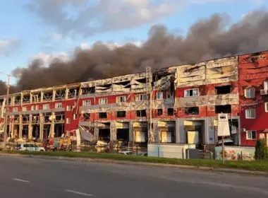 Aftermath of the attack on the UNICEF warehouse.