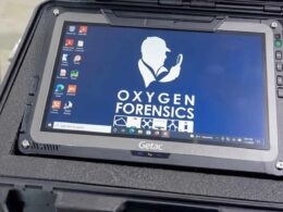 A tablet with cybersecurity forensics software from Oxygen Forensics. Photo via Militarnyi