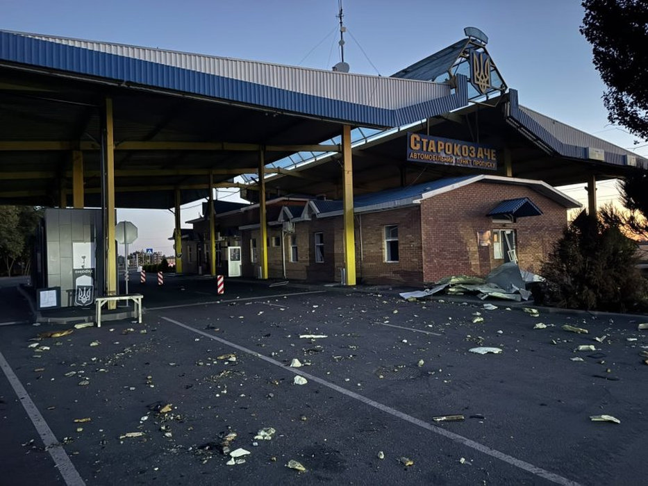 The Ukrainian Starokozache border crossing near Moldova, targeted by a Russian attack, September 2026. Photo: Odesa Oblast Military Administration / Telegram