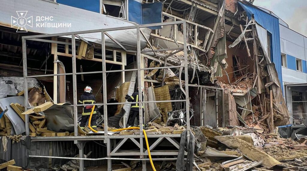 A Russian attack on 3 September destroyed warehouses of the Teva pharmaceutical company. Photo: DSNS