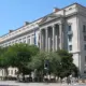 US Department of Justice headquarters in Washington, DC, viewed from across the street.