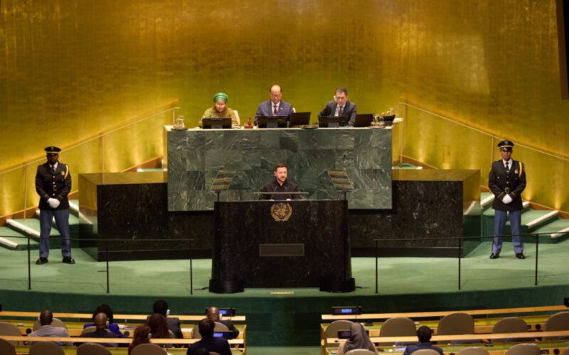 Ukrainian President Volodymyr Zelenskyy speaks during the UN General Assembly in New York on 24 September 2026. Photo: Ukrainian President's Office