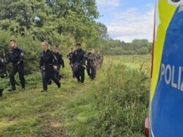 explosives found meters drone crashed near bundeswehr air base—investigators say matches gru's leipzig attack devices · post police officers search debris wunstorf base lower saxony germany 15 2026 german dpa