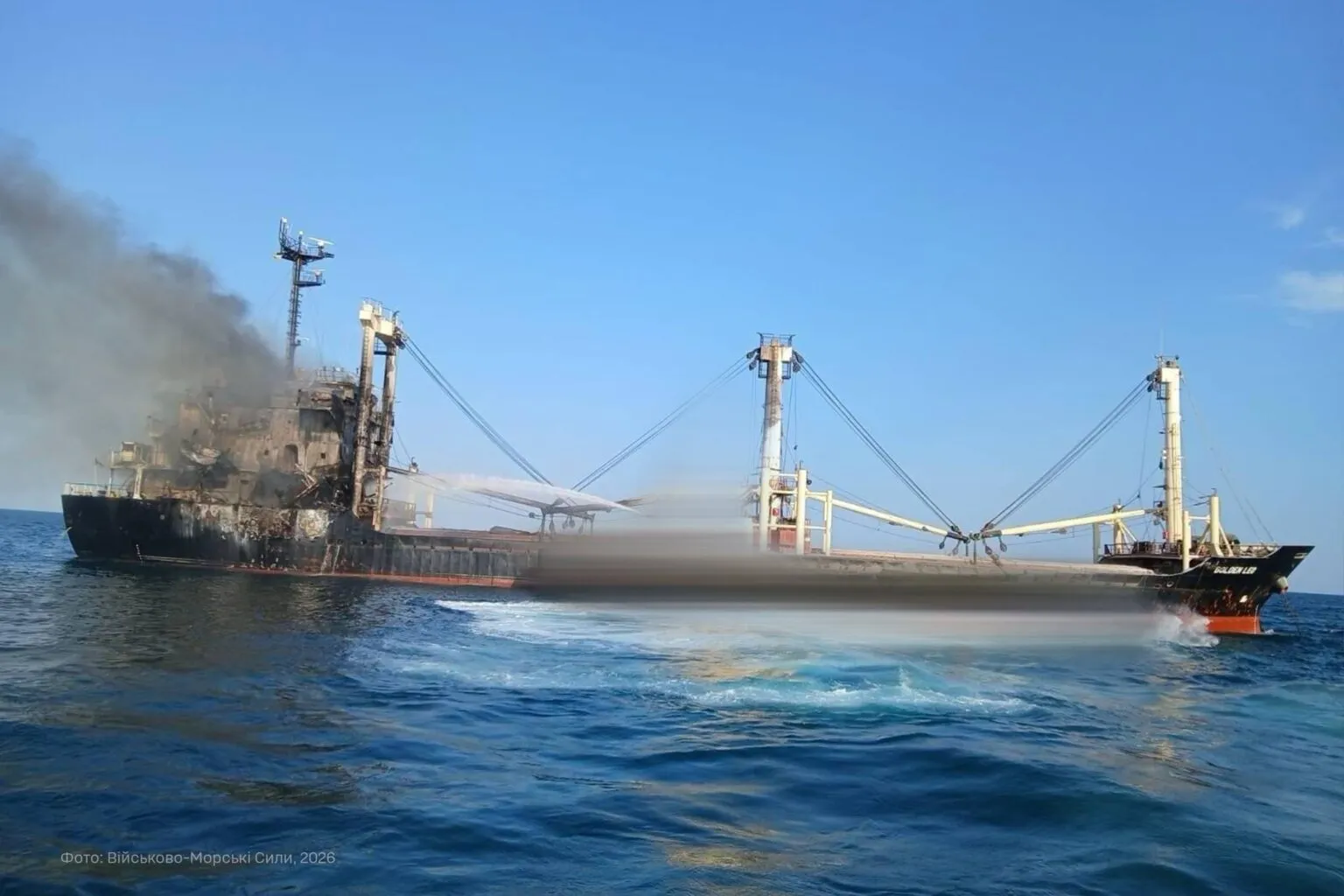 russian black sea attacks low danube waters push eu seek alternative routes ukrainian grain exports · post civilian bulk carrier golden leo ablaze after missiles hit left odesa cargo corn