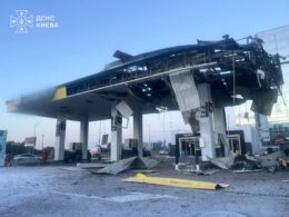 A gas station in Kyiv after being struck by a Russian drone on 15 September 2026. Photo: Ukraine's State Emergency Service