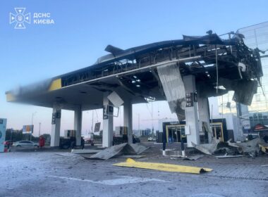 A gas station in Kyiv after being struck by a Russian drone on 15 September 2026. Photo: Ukraine's State Emergency Service