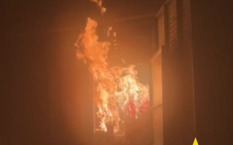 Fire apparently breaking out at an electrical substation supplying the VZPP-S plant in Voronezh. Photo: ATESH