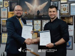 Andrii Shuvalov, CEO of the Serhii Prytula Foundation, during a meeting with Eric Andresen, Defense Attaché at the Embassy of Canada to Ukraine. Source: The Serhii Prytula Foundation