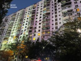 Apartment buildings in Kyiv damaged from an overnight Russian attack on 17 September 2026. Photo: Ukraine's State Emergency Service