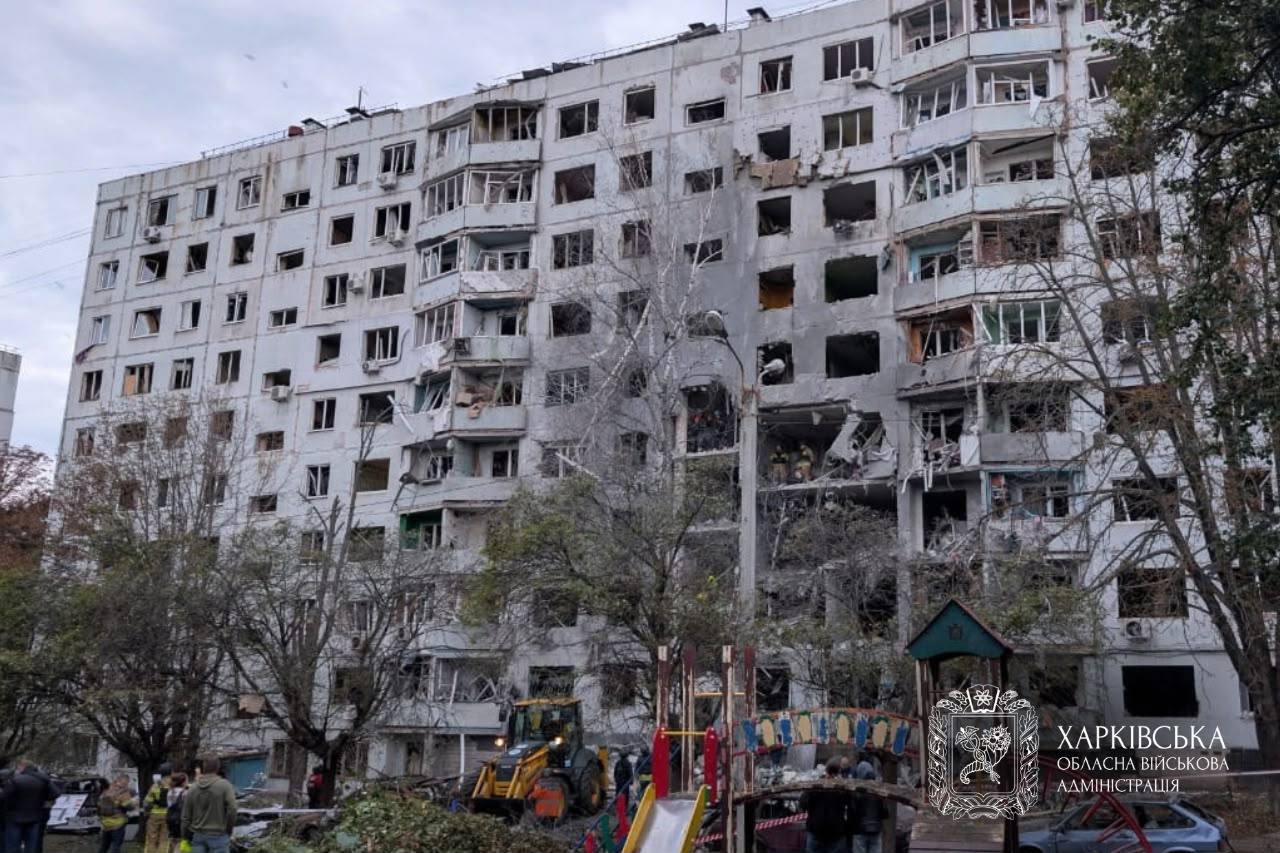 russia hits kharkiv high-rise overnight injuring 43 people strikes central kyiv dnipro broad daylight · post nine-story apartment building damaged russian strike saltivskyi district ukraine 28 2026 synehubov 5319173733626879671 news