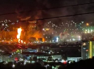 ukraine reported hitting warships oil-shipping terminal where local authority only fires falling debris · post fire port novorossiysk russia 9 2026 пожежа в порту новоросійська вересня джерело exilenova+ news ukrainian