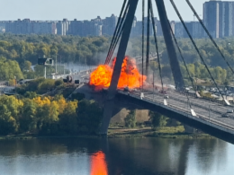 russia's drones keep targeting bridges kyiv can't easily replace—now northern crossing cratered · post explosion bridge ukraine 4 2026 20261004111959-2727 (1) news ukrainian reports