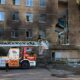 A damaged school in Kyiv following a Russian attack.